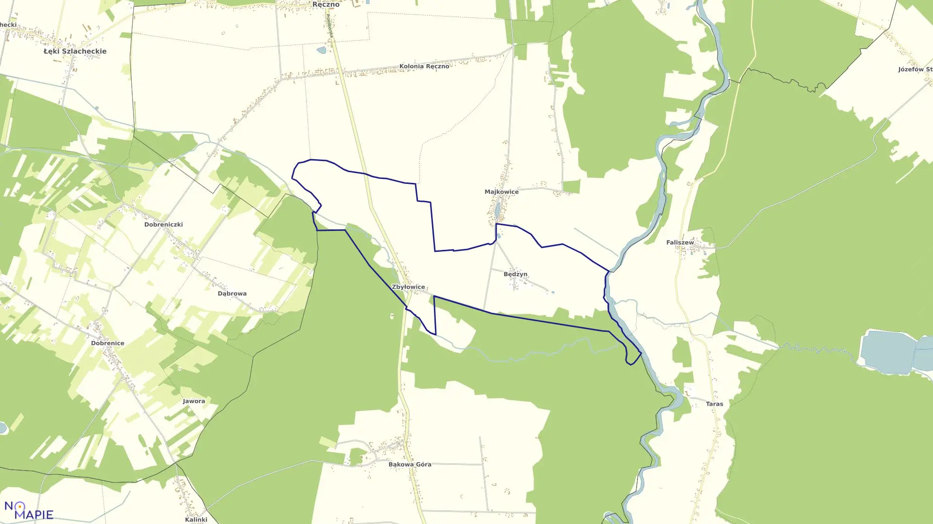 Mapa obrębu 02-Będzyn Zbyłowice w gminie Ręczno