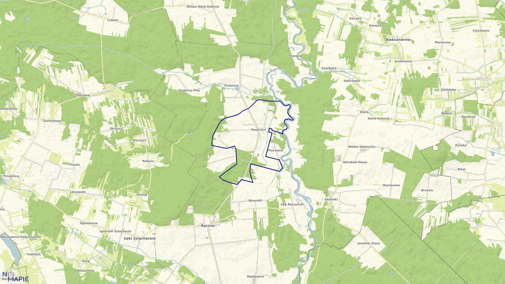 Mapa obrębu 10-Paskrzyn w gminie Ręczno