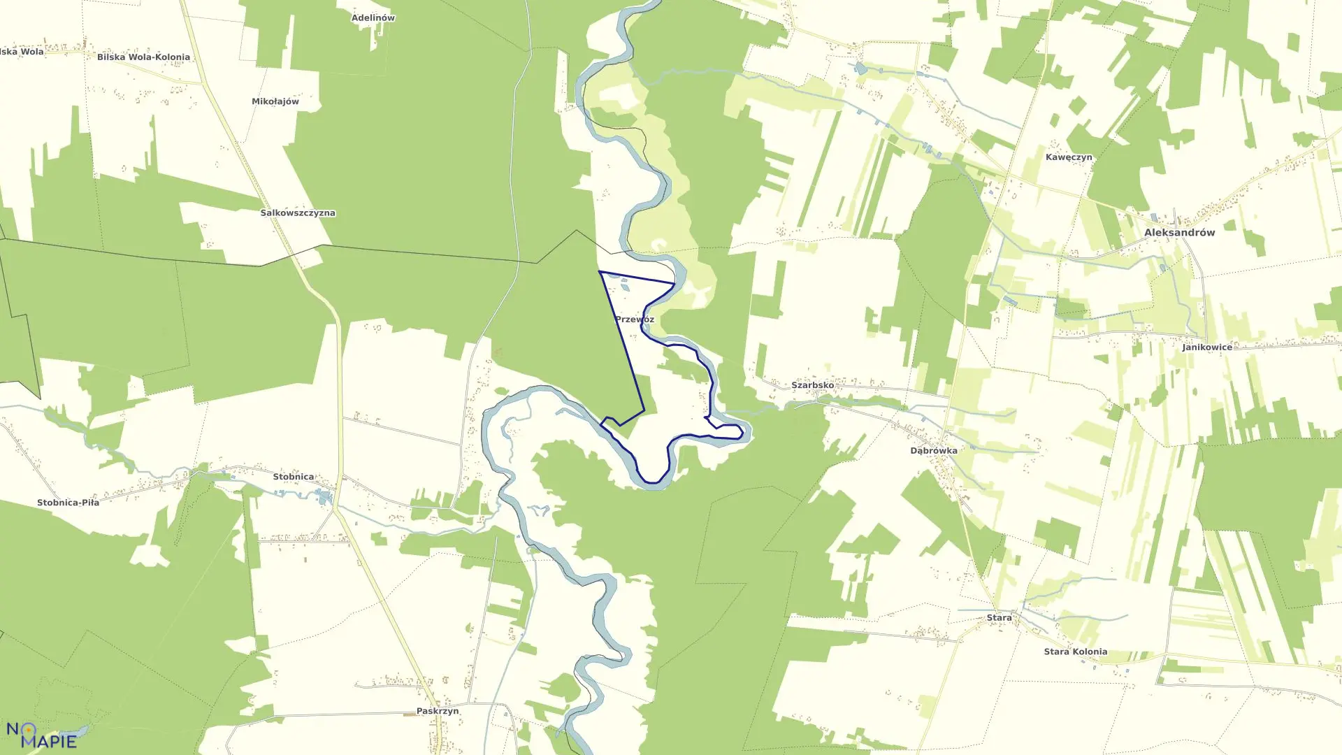 Mapa obrębu 11-Przewóz w gminie Ręczno