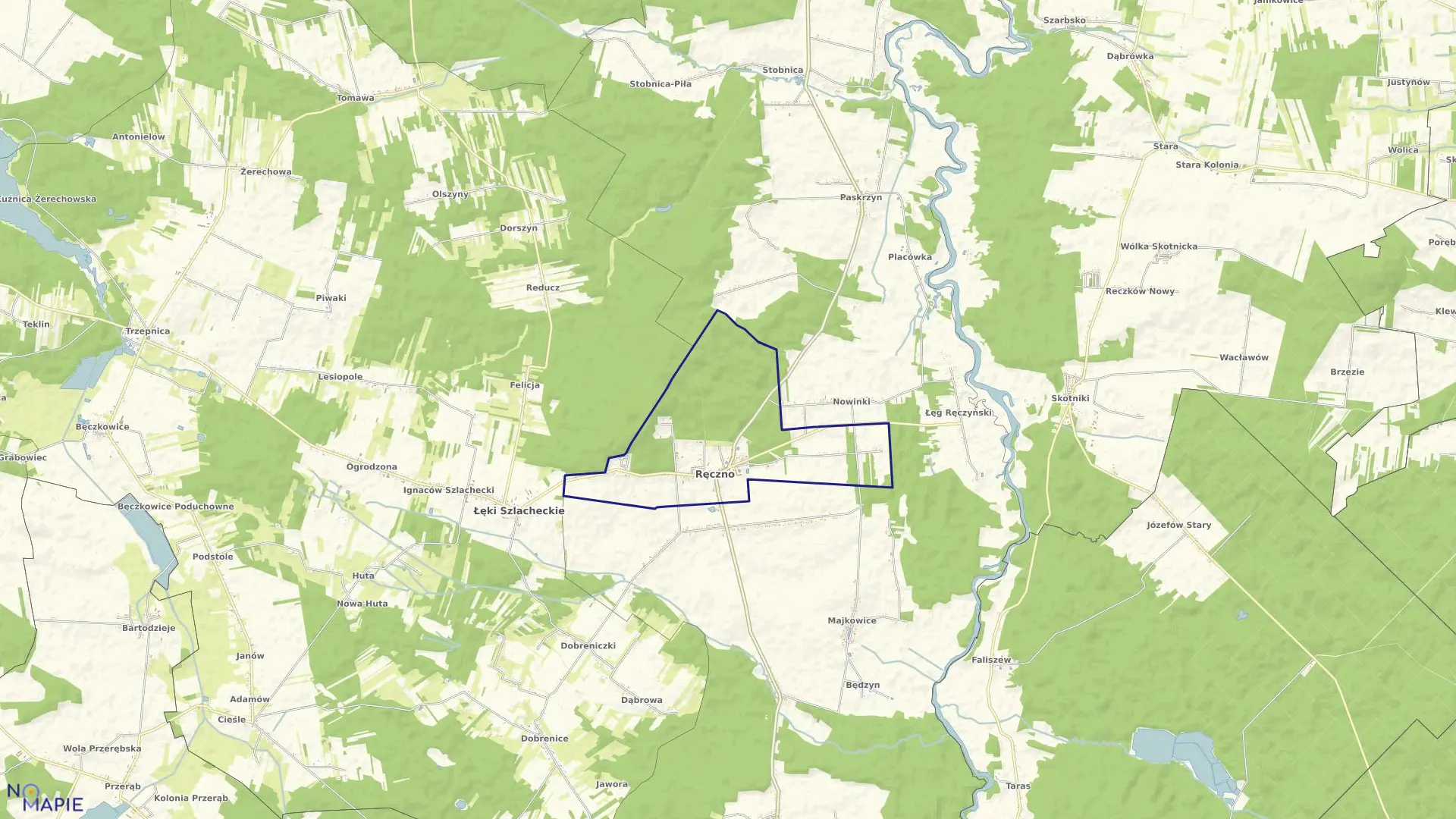 Mapa obrębu 12-Ręczno w gminie Ręczno