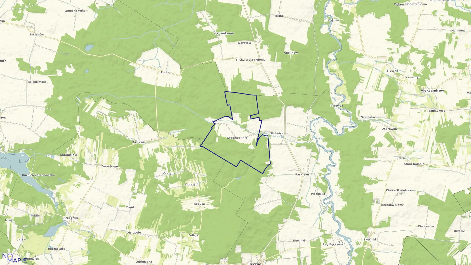 Mapa obrębu 14-Stobnica Piła w gminie Ręczno